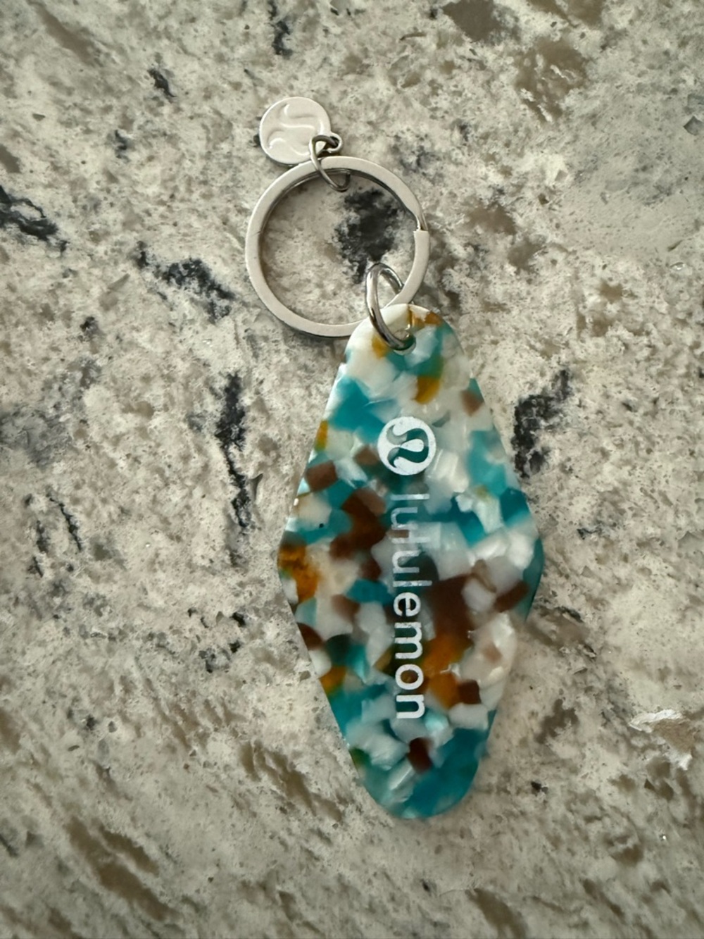 lululemon athletica Teal, Brown & White Mosaic hotel key keychain